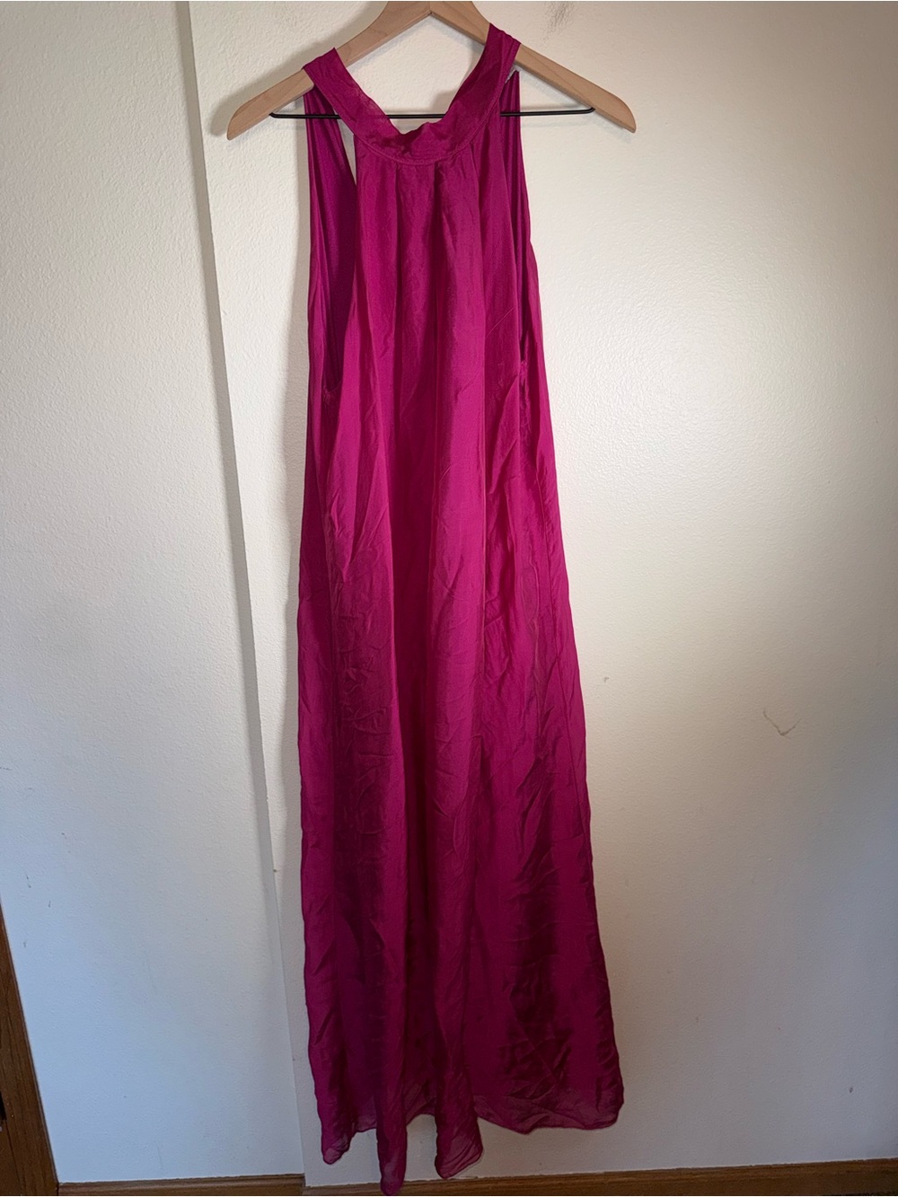 ANGELA MODA made in Italy silk blend full length high neck flowy dress M
